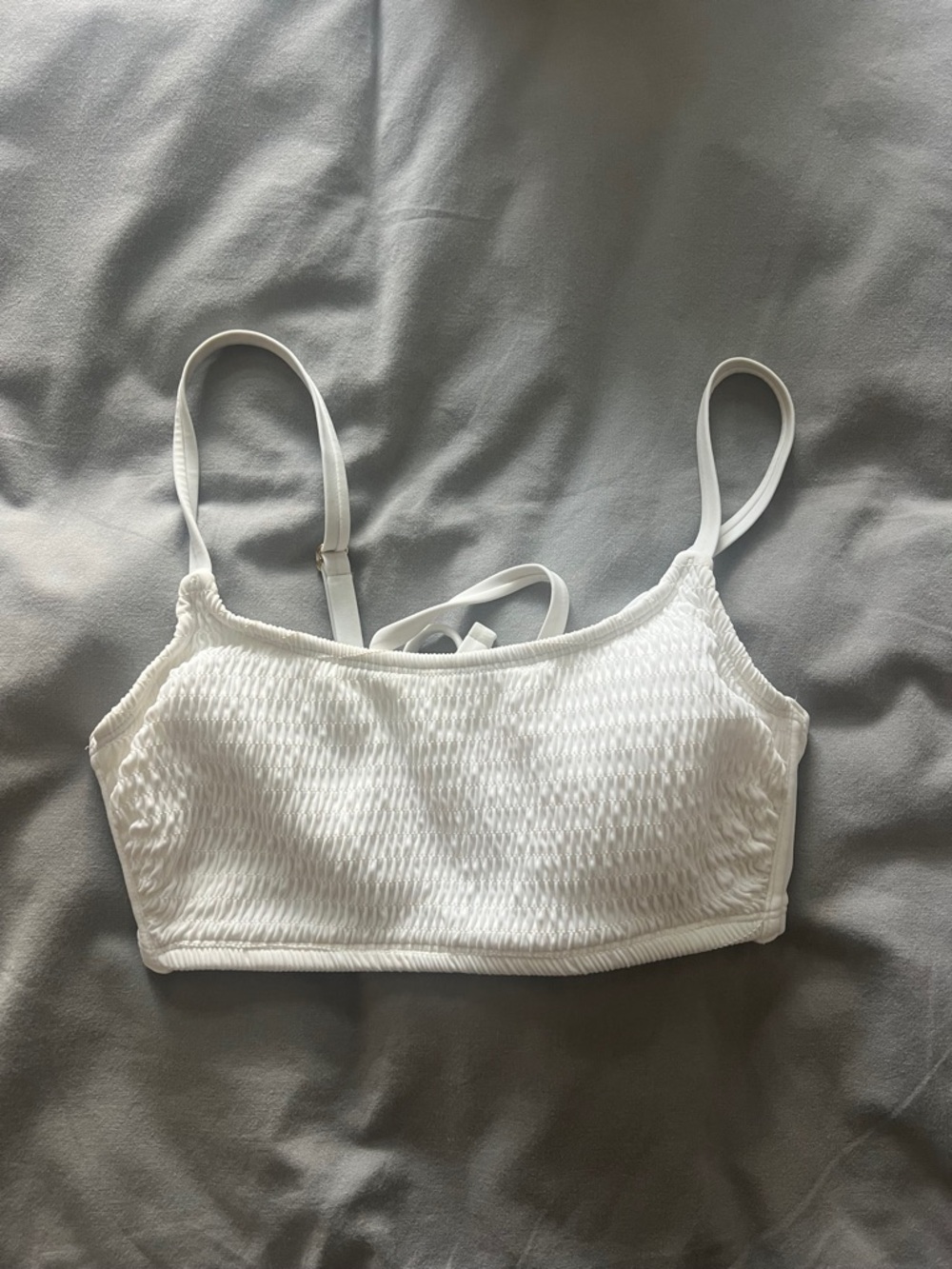 White Textured Swim Top, Size D/DD
